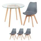 Mesa Redonda 80cm + 3 Cadeiras Cinza Escuro Cinza-escuro