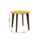 Mesa Redonda 85cm Com Pés Em Madeira Maciça - Amarelo