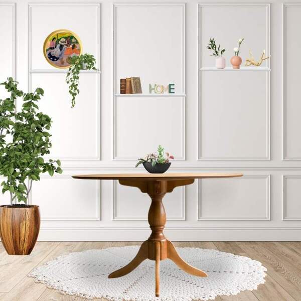 Mesa Redonda 90 Cm Celine Castanho Mogno Em Madeira