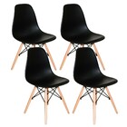 Mesa Redonda 90cm Com 4 Cadeiras Eames Eiffel Pés De Madeira
