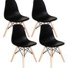 Mesa Redonda 90cm Com 4 Cadeiras Eames Eiffel Pés De Madeira