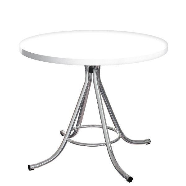Mesa Redonda Aço Formica  Branco/cromado