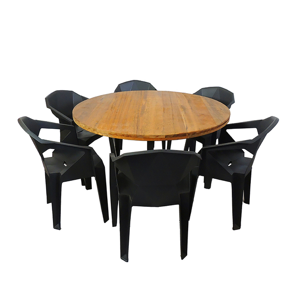 Mesa Redonda Area Gourmet Madeira Maciça 1 50m E 6 Cadeiras