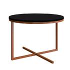 Mesa Redonda Baixa Cobre Preta Industrial Tampo Mdf Luxo