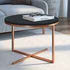 Mesa Redonda Baixa Cobre Preta Industrial Tampo Mdf Luxo