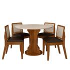 Mesa Redonda C/4 Cadeiras Sextavada Cali Freij/off/corino Mar