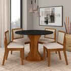 Mesa Redonda C/4 Cadeiras Sextavada Cali Freijó/preto/bouclé