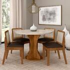 Mesa Redonda C/vidro 4 Cadeiras Sextavada Cali Fre/off/cor.ma