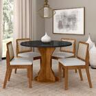 Mesa Redonda C/vidro 4 Cadeiras Sextavada Cali Fre/pto/cor.br