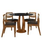 Mesa Redonda Camogli 4 Cadeiras Sextavadas Freijó/pto/corin M