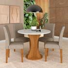 Mesa Redonda Com 4 Cadeiras Pérsia 0,9 Cin/off/bege - Móveis