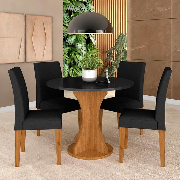 Mesa Redonda Com 4 Cadeiras Pérsia 0,9 Cin/pre/pre - Móveis A