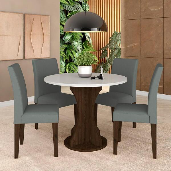 Mesa Redonda Com 4 Cadeiras Pérsia 0,9 Imb/off/cinz - Móveis