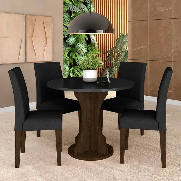 Mesa Redonda Com 4 Cadeiras Pérsia 0,9 Imb/pre/pre - Móveis A