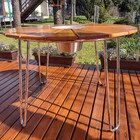 Mesa Redonda Com Cooler  Em Madeira E Alumínio Mmac108