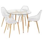 Mesa Redonda Com Tampo De Vidro 100 Cm + 4 Cadeiras Clarice C