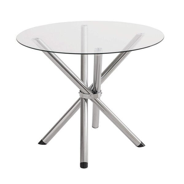 Mesa Redonda Com Tampo De Vidro 4800  Cromado