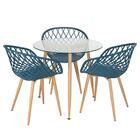 Mesa Redonda Com Tampo De Vidro 80 Cm + 3 Cadeiras Clarice Ne