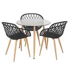 Mesa Redonda Com Tampo De Vidro 80 Cm + 3 Cadeiras Clarice Ne