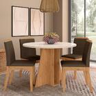 Mesa Redonda Com Vidro 4 Cadeiras Bélgica Cinamo/off Prem/mar