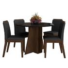 Mesa Redonda Com Vidro 4 Cadeiras Bélgica Imbuia/preto/preto