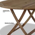 Mesa Redonda Dobrável 100cm Para Área Externa Eucalipto