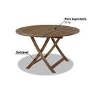 Mesa Redonda Dobrável 80cm Para Área Externa Eucalipto