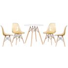 Mesa Redonda Eames 70 Cm Branco + 4 Cadeiras Eiffel Dsw Ambar