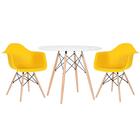 Mesa Redonda Eames 90 Cm Branco + 2 Cadeiras Eiffel Daw Amare