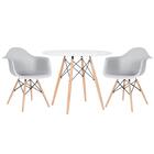 Mesa Redonda Eames 90 Cm Branco + 2 Cadeiras Eiffel Daw Branco