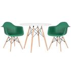 Mesa Redonda Eames 90 Cm Branco + 2 Cadeiras Eiffel Daw Verde