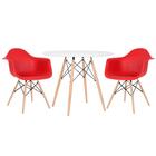 Mesa Redonda Eames 90 Cm Branco + 2 Cadeiras Eiffel Daw Verme