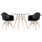 Mesa Redonda Eames Com Tampo De Vidro 100 Cm + 2 Cadeiras Eif