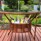 Mesa Redonda Em Alumínio  Fibra Sintética E Tampo De Vidro -