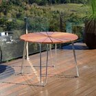 Mesa Redonda Em Madeira E Alumínio Polido  Prata