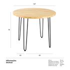 Mesa Redonda Hairpin - 107 Cm - Tampo De Madeira Clara
