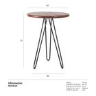Mesa Redonda Hairpin - 60 Cm - Tampo De Madeira Escura