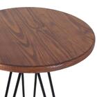 Mesa Redonda Hairpin - 60 Cm - Tampo De Madeira Escura
