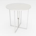 Mesa Redonda Industrial 80cm Branca Tampo Madeira Branco