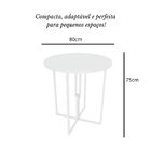 Mesa Redonda Industrial 80cm Branca Tampo Madeira Imbuia