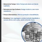 Mesa Redonda Industrial 80cm Preto Tampo De Vidro Temperado