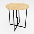 Mesa Redonda Industrial 80cm Preto Tampo Madeira Pinus