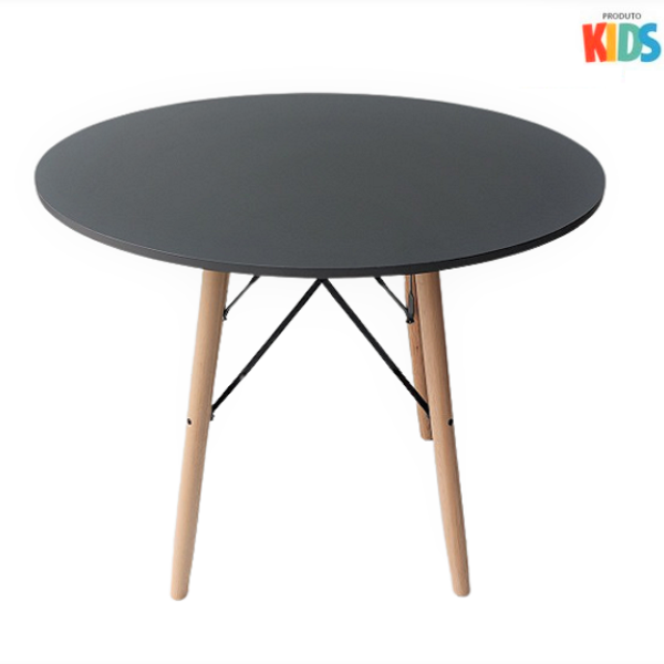 Mesa Redonda Infantil Eames Eiffel Junior 70cm Cinza Grafite