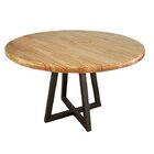 Mesa Redonda Madeira Maciça E Aço Para Sala De Jantar Industr