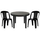 Mesa Redonda Plástico Desmontável 94cm Preta + 2 Cadeiras Vim