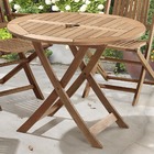 Mesa Redonda Ripada Dobrável Para Áreas Externas Em Madeira E