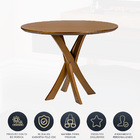 Mesa Redonda Rubi 100 Cm Tampo Mdf Laminado Base Madeira Maci