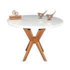 Mesa Redonda Sala De Jantar Pandora Tampo Laqueado Com Vidro