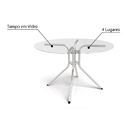 Mesa Redonda Tubular Ural Crome Com Tampo De Vidro - Cromado