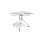 Mesa Redonda Tubular Ural Crome Com Tampo De Vidro - Cromado